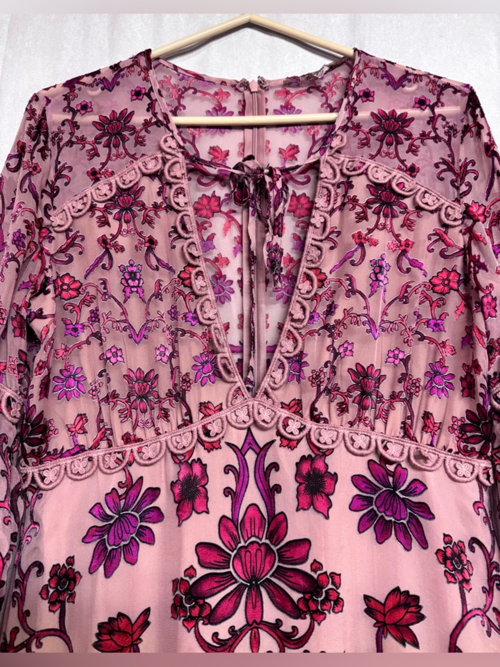 For Love and Lemon Saffron Mini Dress Silk Blend Size Large - Picture 6 of 7